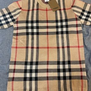 Burberry Wells Check Jacquard Silk & Wool Sweater T-Shirt